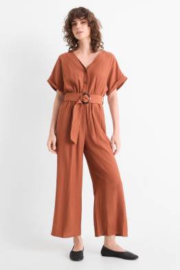 Jumpsuit mit Gürtel - strukturiert