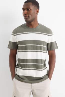 T-shirt - regular fit - gestreept - met structuur