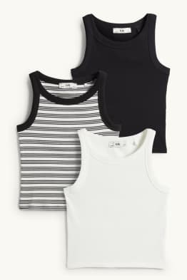 Lot de 3 - haut - finition côtelée