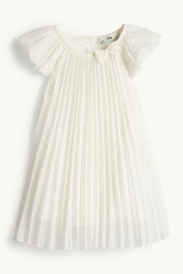 Plissee-Chiffon-Kleid - Glanz-Effekt - festlich - gepunktet