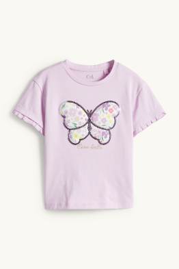Schmetterling - Kurzarmshirt - Glanz-Effekt