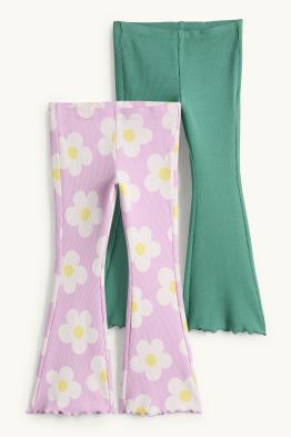 Multipack 2er - Blume - Flared Leggings - gerippt