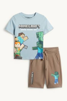 Minecraft - set - T-shirt en sweatshort - 2-delig