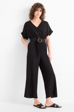 Jumpsuit mit Gürtel - strukturiert