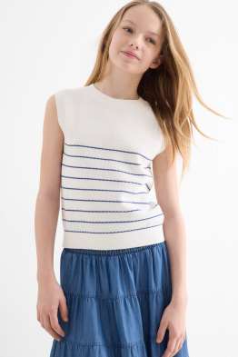 Gilet in maglia - a righe - tessuto tramato