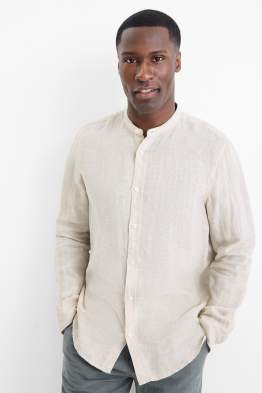 Chemise en lin - regular fit - encolure montante