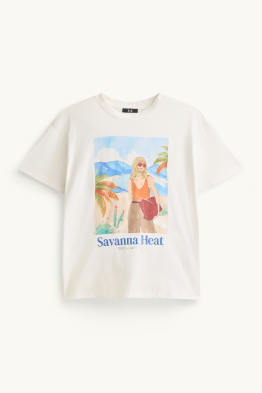 T-Shirt - Relaxed Fit - Glanz-Effekt