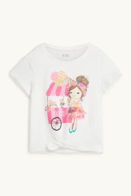 Girl and ice cream - short sleeve T-shirt - shiny