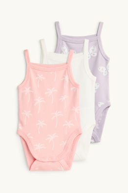 Confezione da 3 - palme e farfalle - body per neonate