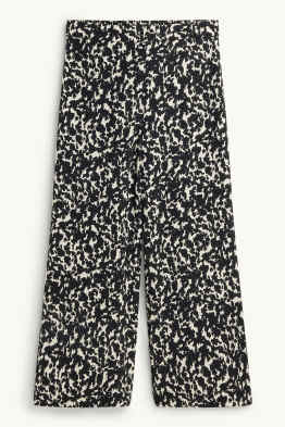 Korte pantalon - mid waist - wide leg - met patroon