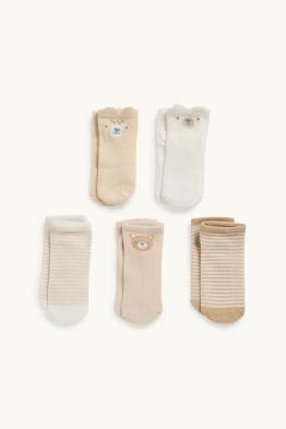 Lot de 5 paires - oursons - chaussettes pour bébé à motif