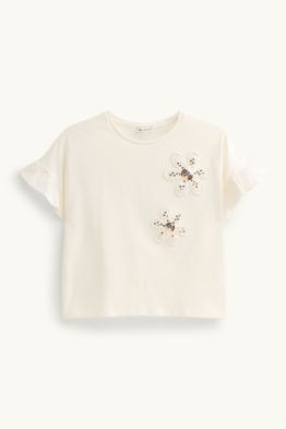 Blume - Kurzarmshirt - Glanz-Effekt