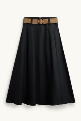 Rock mit Gürtel - Leinen-Mix