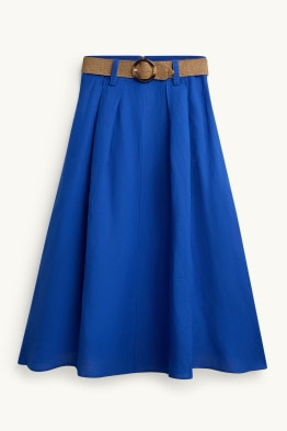 Rock mit Gürtel - Leinen-Mix