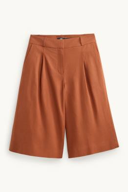 Business-Bermudas - Mid-Waist - Leinen-Mix