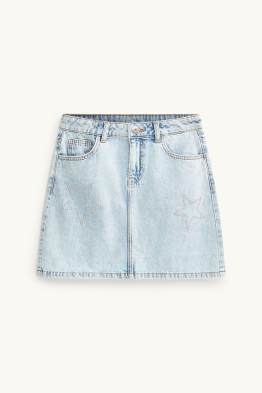 Sterne - Jeansrock mit Strasssteinen