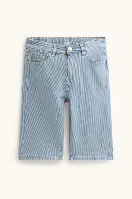 Jeans-Bermudas - Mid Waist - gestreift