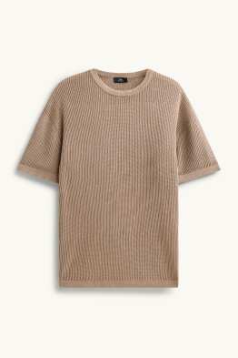 Jersey de punto - manga corta - de canalé