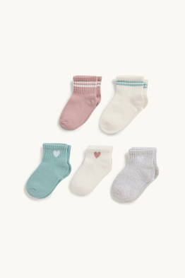 Lot de 5 paires - cœurs - chaussettes bébé à motif