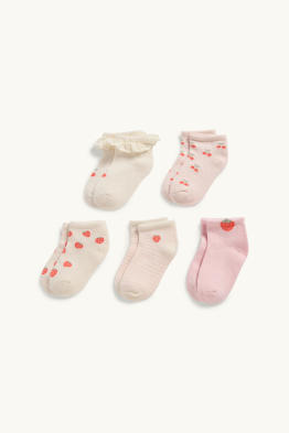 Lot de 5 paires - cerises et fraises - chaussettes bébé à motif