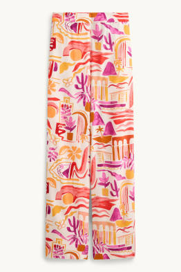 Stoffhose - High Waist - Palazzo - gemustert