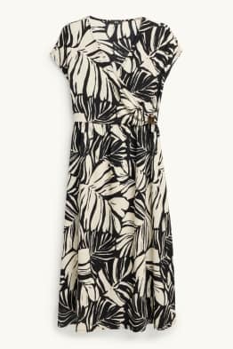 A-Linien Kleid mit V-Ausschnitt - gemustert - strukturiert