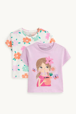 Multipack 2er - Mädchen und Blume - Kurzarmshirt