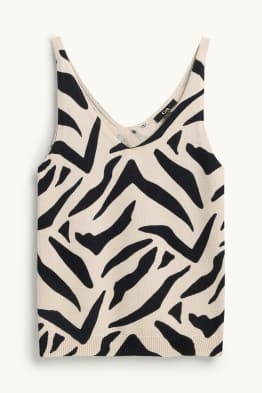 Strick-Top mit V-Ausschnitt - gemustert