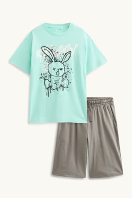 Konijn - set - T-shirt en korte broek - 2-delig