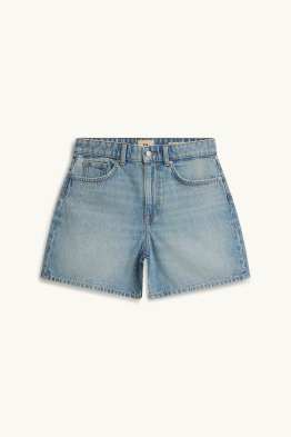Jeans-Shorts mit Strasssteinen - Mid Waist