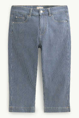 Capri Jeans - Mid Waist - Slim Fit - gestreift