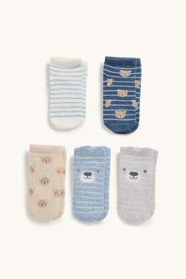 Confezione da 5 - orsetto - calze con motivo per neonati - a righe