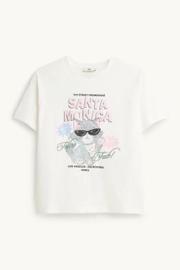 Katze - Kurzarmshirt - Glanz-Effekt