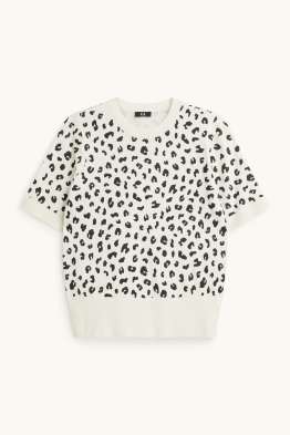 Strickpullover - kurzarm - Leo-Print
