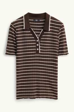 Polo - regular fit - finition côtelée - à rayures