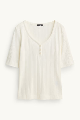 Henley-Shirt - Regular Fit - gerippt