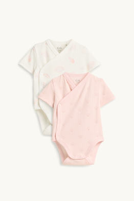 Lot de 2 - coquillage - body croisé bébé - finition côtelée