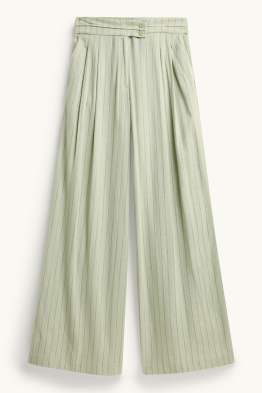 Plátěné kalhoty - mid waist - wide leg - s úzkými proužky
