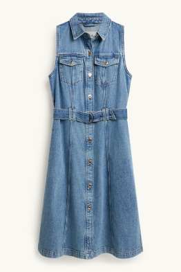 Jeans-Blusenkleid mit Gürtel