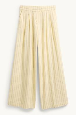 Plátěné kalhoty - mid waist - wide leg - s úzkými proužky