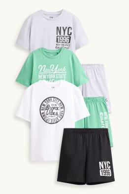 Wielopak, 3 szt. - New York - piżama letnia - 6 części