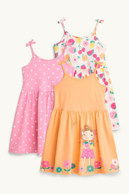Multipack 3er - Mädchen, Blume und Obst - Kleid