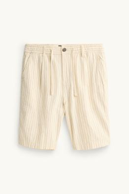 Shorts - Leinen-Mix - Nadelstreifen