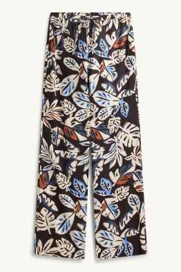 Stoffhose - Mid Waist - Wide Leg - gemustert