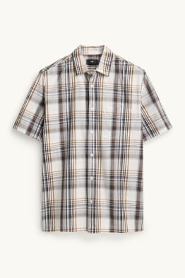 Camicia - regular fit - collo all'italiana - a quadretti