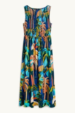 Fit & Flare Kleid - gemustert - gesmokt