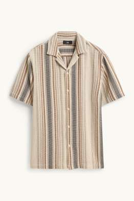 Košile - regular fit - klopový límec - pruhovaná - strukturovaná
