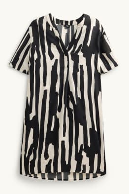 Viskose-Kleid mit V-Ausschnitt - gemustert