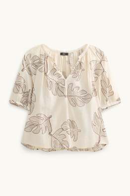 Bluzka z dekoltem w serek - ze wzorem