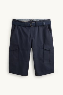 Szorty bermudy w stylu bojówek z paskiem